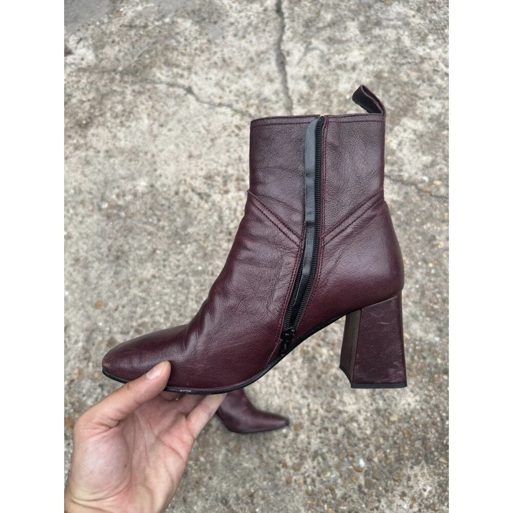 Napoleoni Italian Designer Maroon Nappa Leather Ankle Boots Women Size 40 Italy - Picture 11 of 12